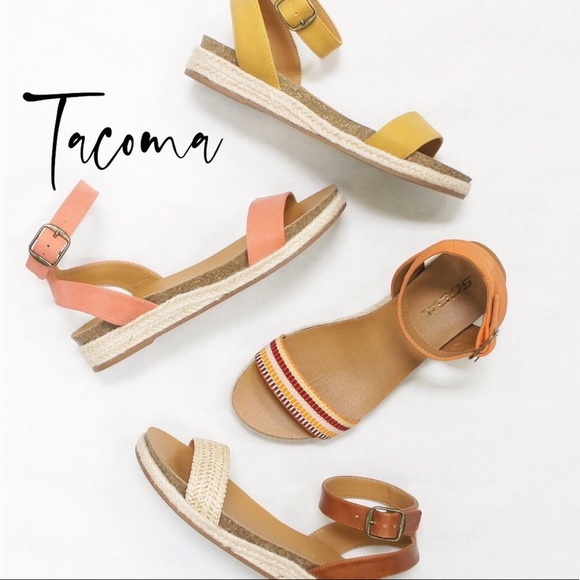 NEW Soda Tacoma Orange Espadrille Flatform Sandal - Picture 4 of 9